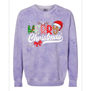 Festive Santa Hat with Plaid Pattern Colorblast Crewneck Sweatshirt