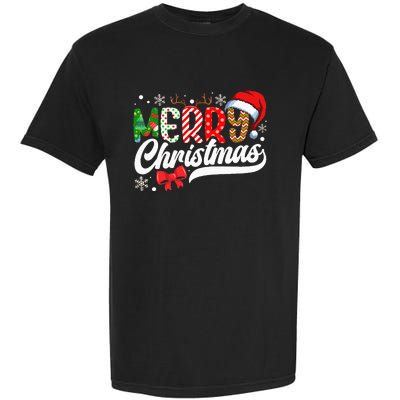 Festive Santa Hat with Plaid Pattern Garment-Dyed Heavyweight T-Shirt