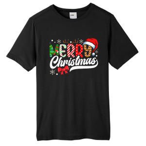 Festive Santa Hat with Plaid Pattern Tall Fusion ChromaSoft Performance T-Shirt