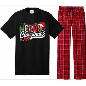 Festive Santa Hat with Plaid Pattern Pajama Set