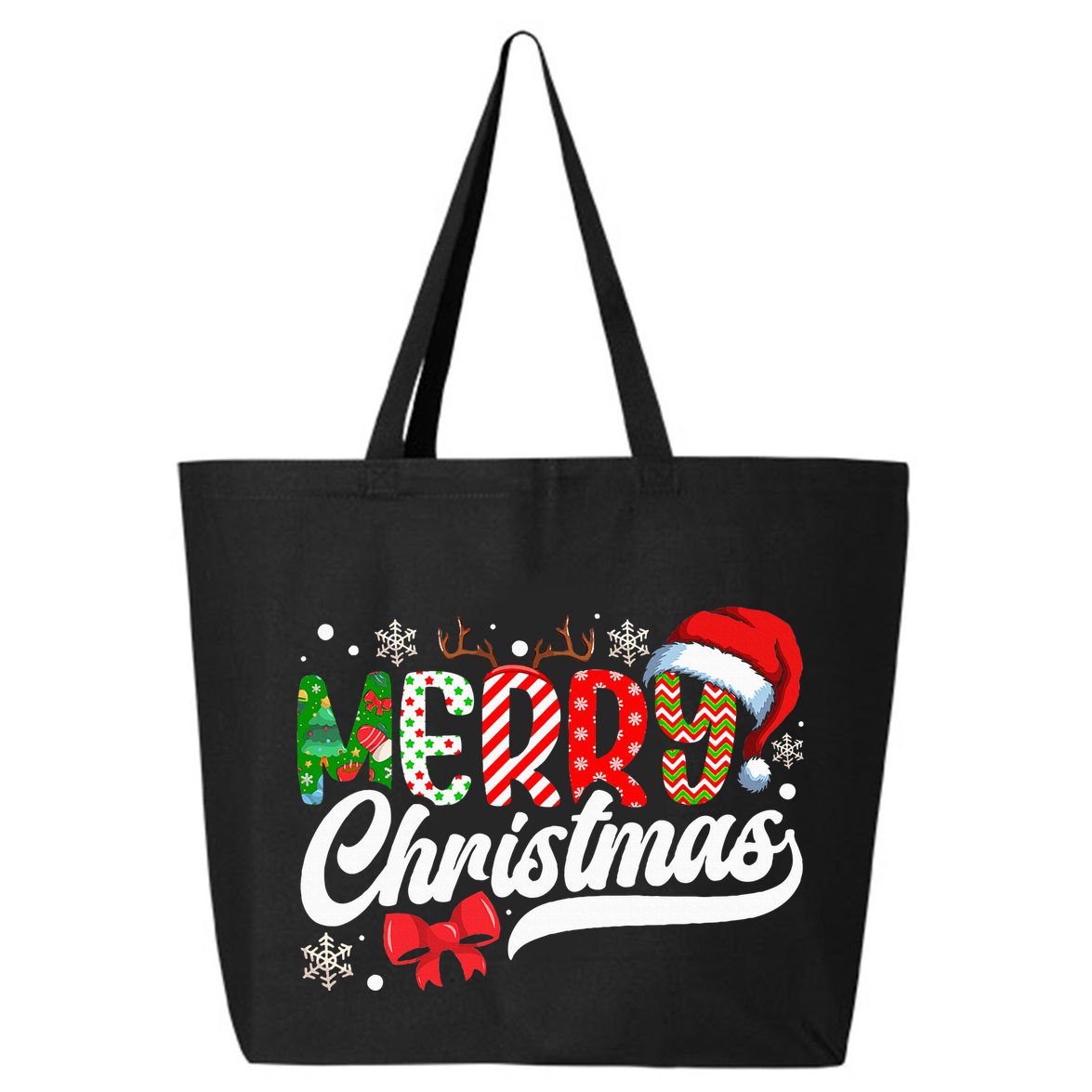 Festive Santa Hat with Plaid Pattern 25L Jumbo Tote