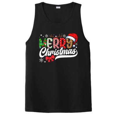 Festive Santa Hat with Plaid Pattern PosiCharge Competitor Tank