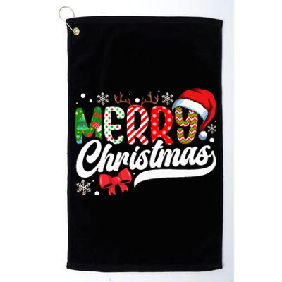 Festive Santa Hat with Plaid Pattern Platinum Collection Golf Towel