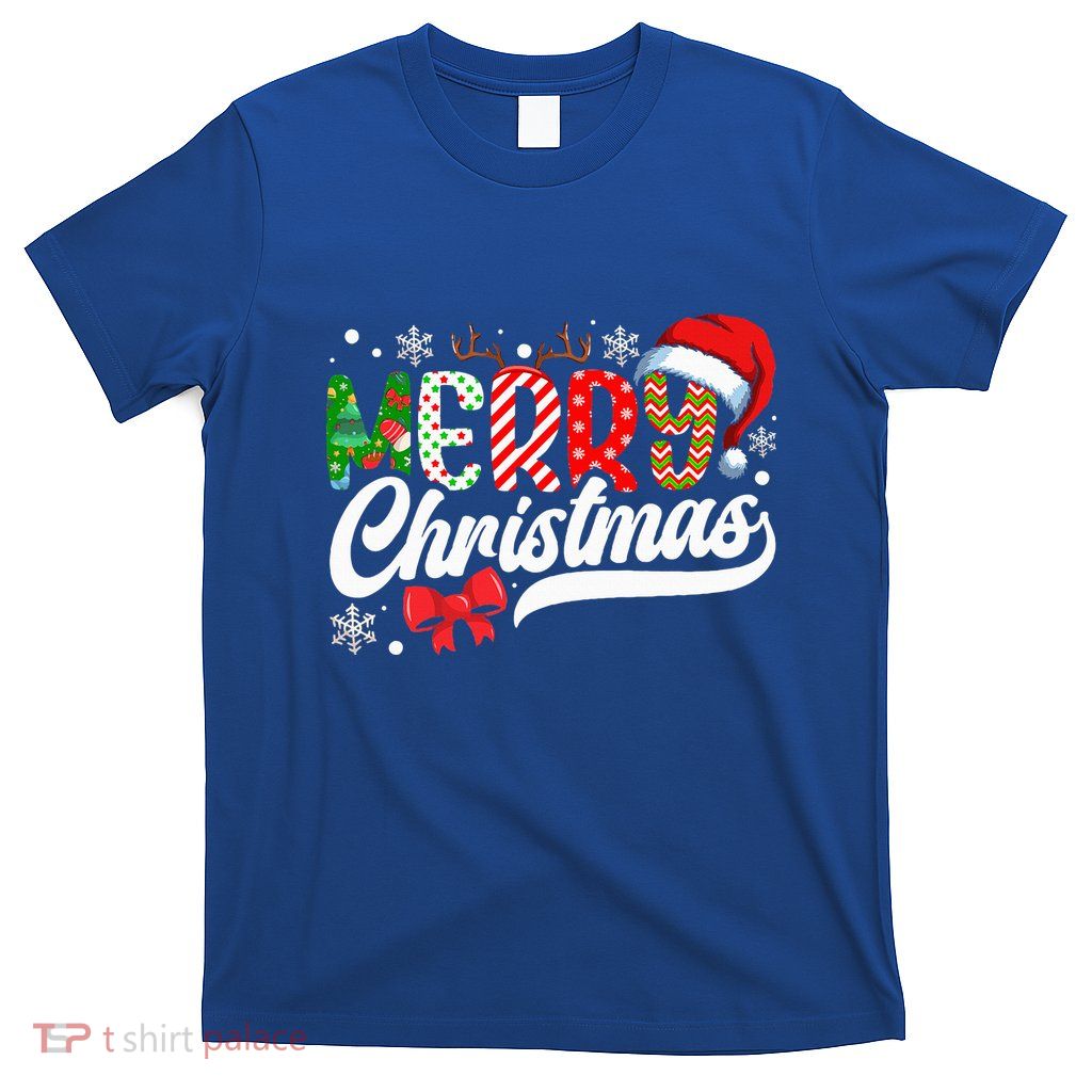 Festive Santa Hat with Plaid Pattern T-Shirt