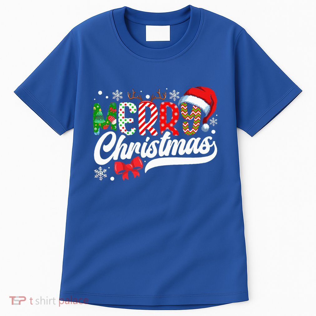 Festive Santa Hat with Plaid Pattern Tall T-Shirt