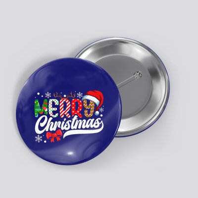 Festive Santa Hat with Plaid Pattern Button