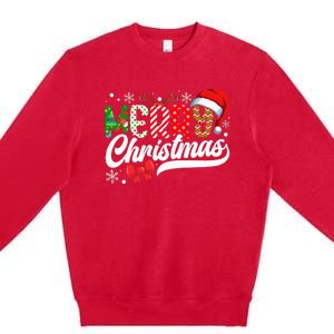 Festive Santa Hat with Plaid Pattern Premium Crewneck Sweatshirt