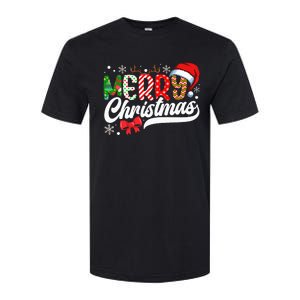 Festive Santa Hat with Plaid Pattern Softstyle CVC T-Shirt