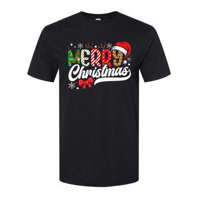 Festive Santa Hat with Plaid Pattern Softstyle CVC T-Shirt