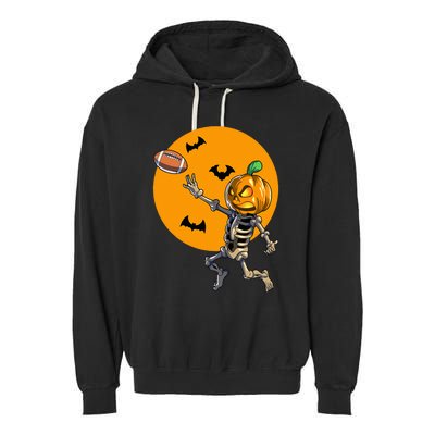 Football Skeleton Halloween Football Halloween Garment-Dyed Fleece Hoodie