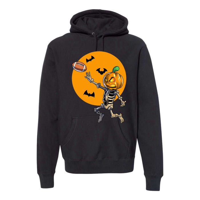 Football Skeleton Halloween Football Halloween Premium Hoodie