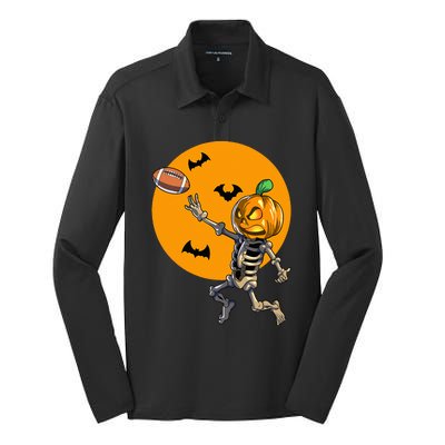 Football Skeleton Halloween Football Halloween Silk Touch Performance Long Sleeve Polo