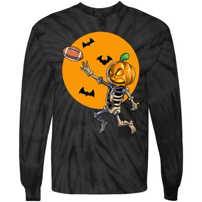 Football Skeleton Halloween Football Halloween Tie-Dye Long Sleeve Shirt