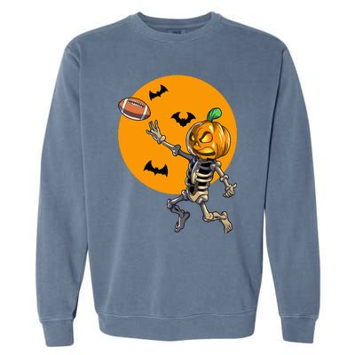 Football Skeleton Halloween Football Halloween Garment-Dyed Sweatshirt