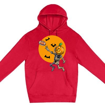 Football Skeleton Halloween Football Halloween Premium Pullover Hoodie