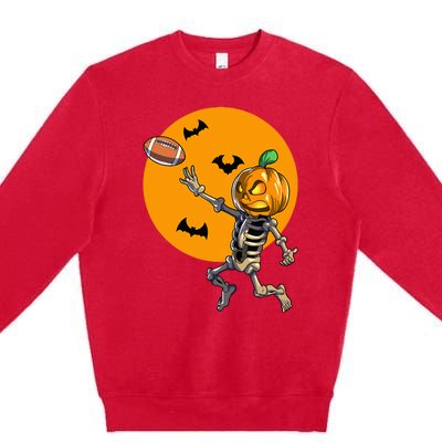 Football Skeleton Halloween Football Halloween Premium Crewneck Sweatshirt