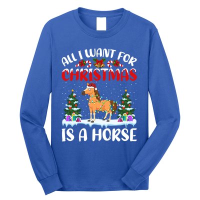 Funny Santa Hat All I Want For Christmas Is A Horse Gift Long Sleeve Shirt