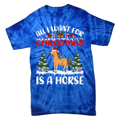 Funny Santa Hat All I Want For Christmas Is A Horse Gift Tie-Dye T-Shirt