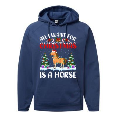 Funny Santa Hat All I Want For Christmas Is A Horse Gift Performance Fleece Hoodie