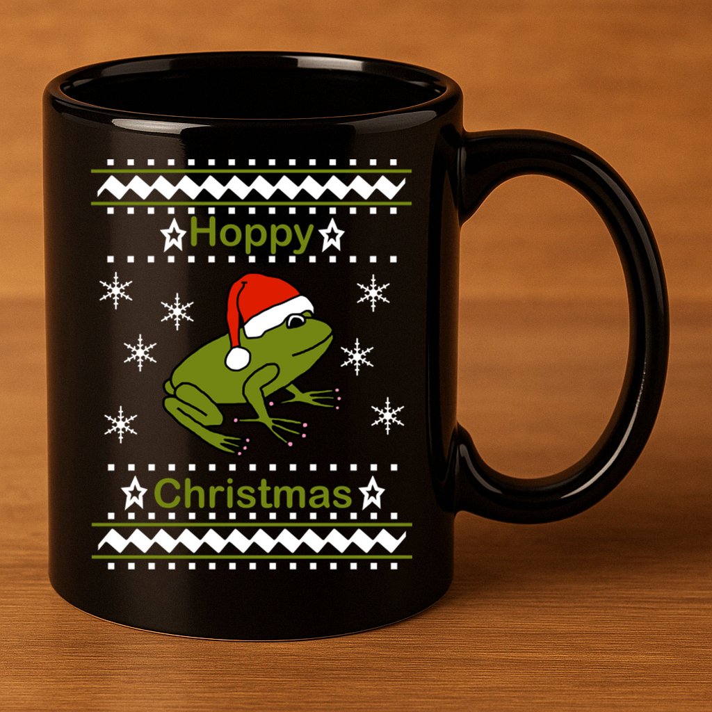 Frog Says Hoppy Christmas 11oz C Handle Ceramic Mug