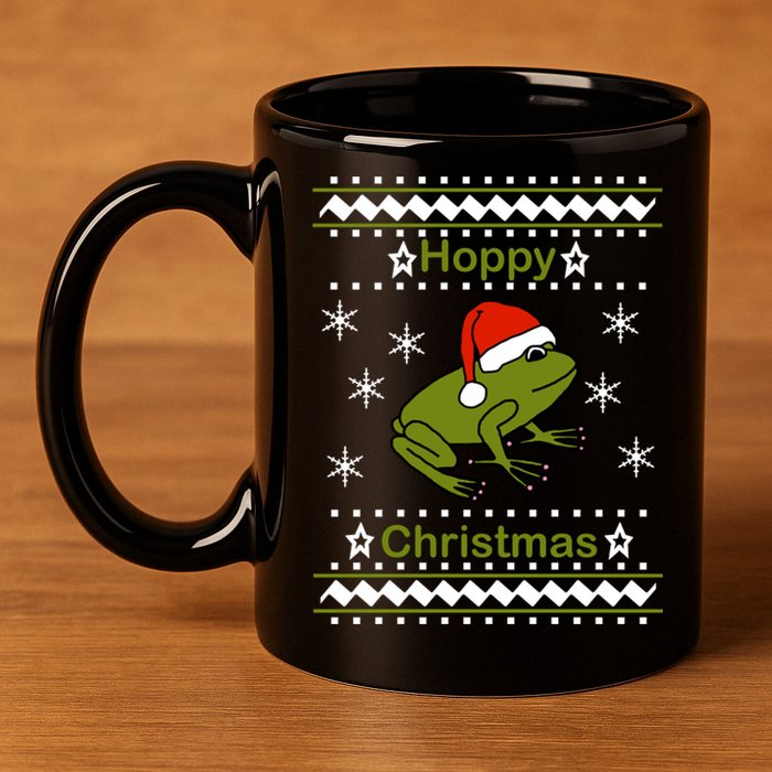 Frog Says Hoppy Christmas 11oz C Handle Ceramic Mug