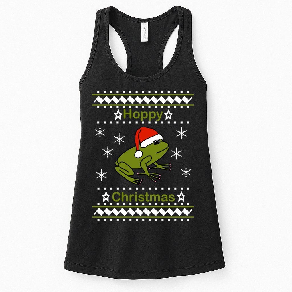 Frog Says Hoppy Christmas Womens Tank Top