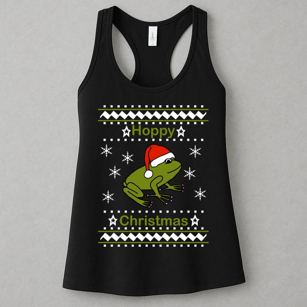 Frog Says Hoppy Christmas Womens Tank Top