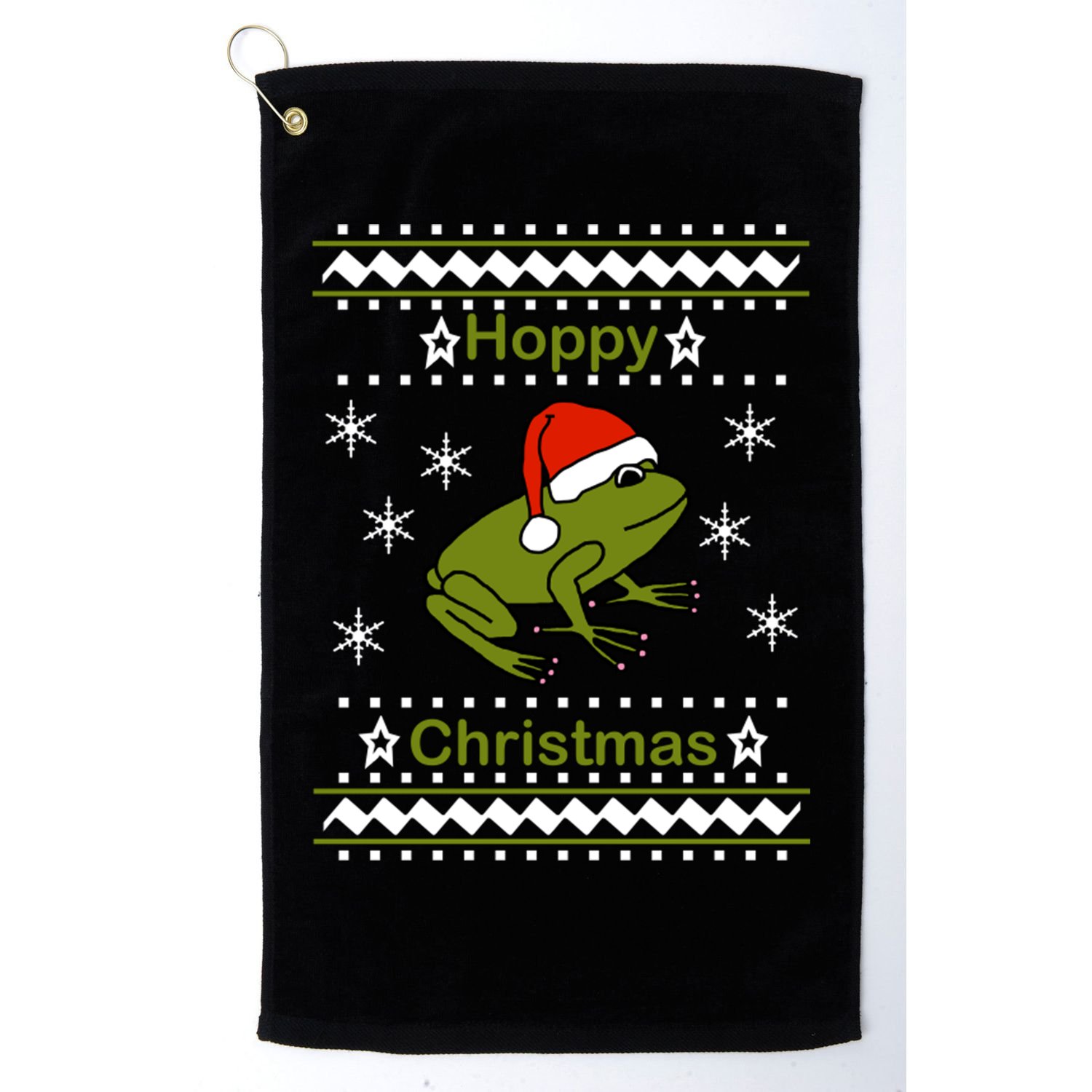 Frog Says Hoppy Christmas Golf Towel