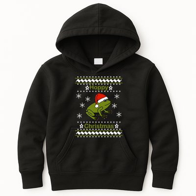Frog Says Hoppy Christmas Kids Hoodie