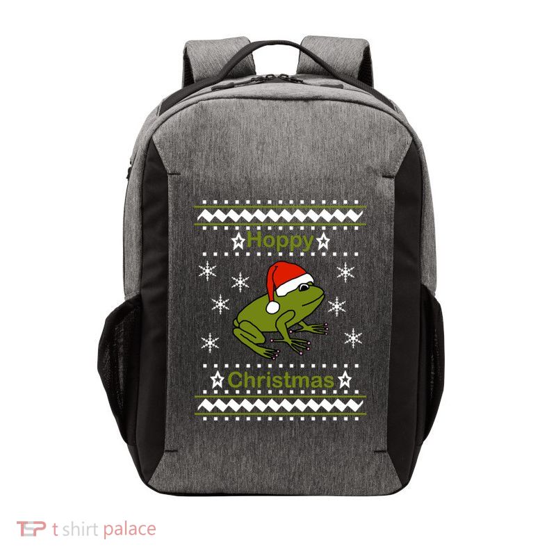 Frog Says Hoppy Christmas Vector Backpack