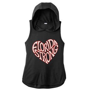 Florida Strong Heart State Pride Typography Ladies PosiCharge Tri-Blend Wicking Draft Hoodie Tank