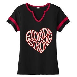 Florida Strong Heart State Pride Typography Ladies Halftime Notch Neck Tee