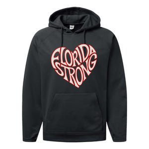 Florida Strong Heart State Pride Typography Performance Fleece Hoodie