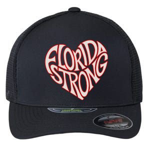 Florida Strong Heart State Pride Typography Flexfit Unipanel Trucker Cap