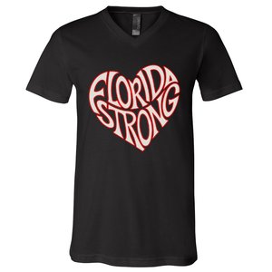 Florida Strong Heart State Pride Typography V-Neck T-Shirt