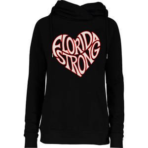 Florida Strong Heart State Pride Typography Womens Funnel Neck Pullover Hood