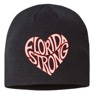 Florida Strong Heart State Pride Typography Sustainable Beanie