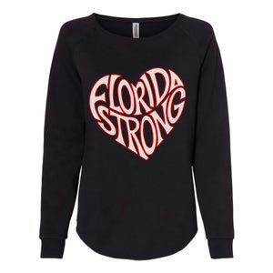 Florida Strong Heart State Pride Typography Womens California Wash Sweatshirt