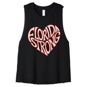 Florida Strong Heart State Pride Typography Women's Racerback Cropped Tank