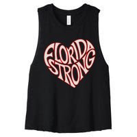 Florida Strong Heart State Pride Typography Women's Racerback Cropped Tank