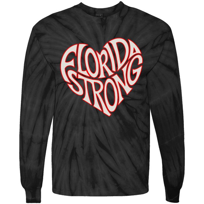 Florida Strong Heart State Pride Typography Tie-Dye Long Sleeve Shirt