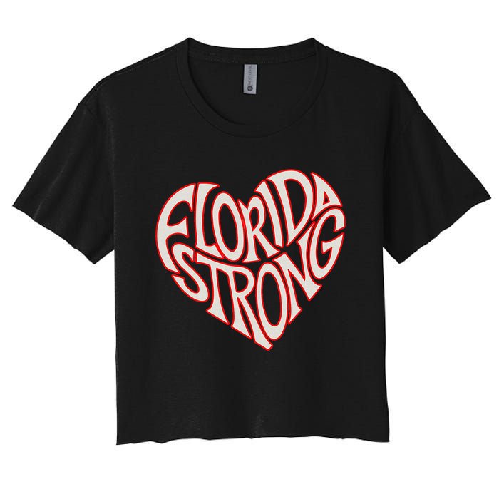 Florida Strong Heart State Pride Typography Women's Crop Top Tee