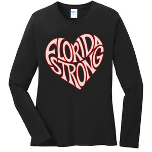 Florida Strong Heart State Pride Typography Ladies Long Sleeve Shirt