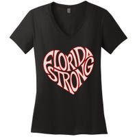 Florida Strong Heart State Pride Typography Women's V-Neck T-Shirt