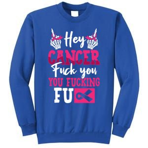 F%ck Skeleton Hand Pink Ribbon Breast Cancer Awareness Meaningful Gift Tall Sweatshirt