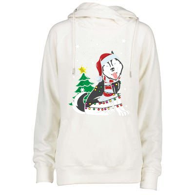 Funny Siberian Husky Christmas Dog Lover Gift Womens Funnel Neck Pullover Hood