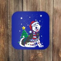 Funny Siberian Husky Christmas Dog Lover Gift Coaster