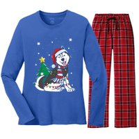 Funny Siberian Husky Christmas Dog Lover Gift Women's Long Sleeve Flannel Pajama Set 