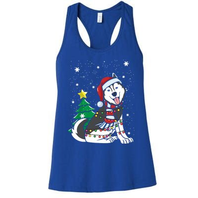 Funny Siberian Husky Christmas Dog Lover Gift Women's Racerback Tank