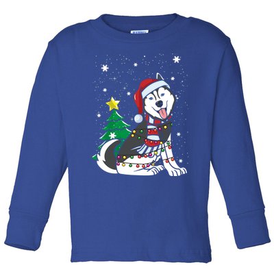 Funny Siberian Husky Christmas Dog Lover Gift Toddler Long Sleeve Shirt